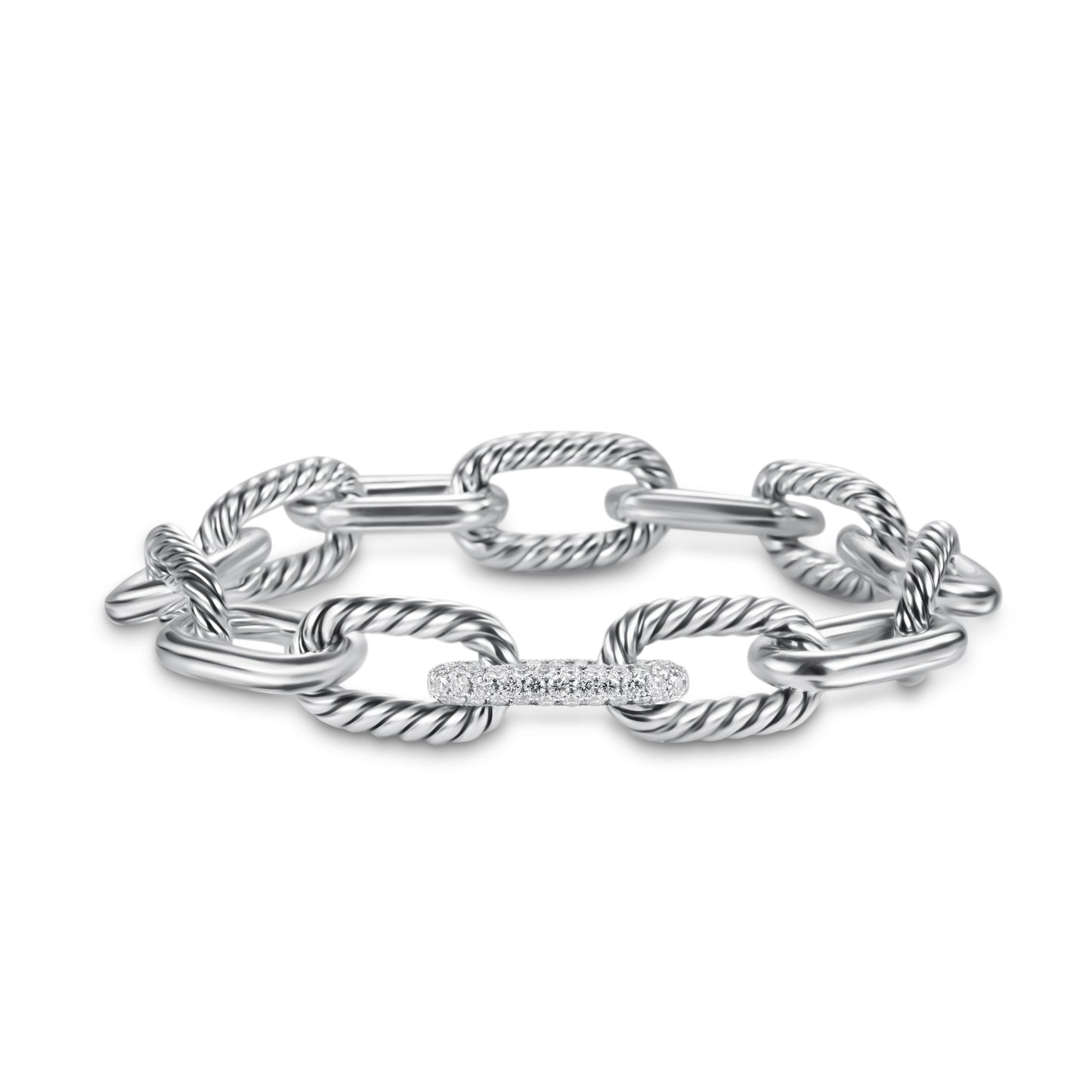 DY Madison® Chain Bracelet in Sterling Silver with Diamonds, 11mm