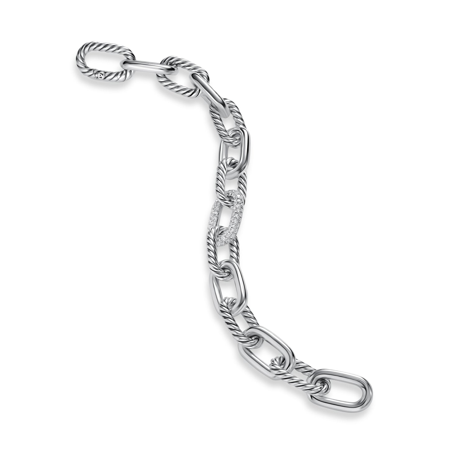 DY Madison® Chain Bracelet in Sterling Silver with Diamonds, 11mm