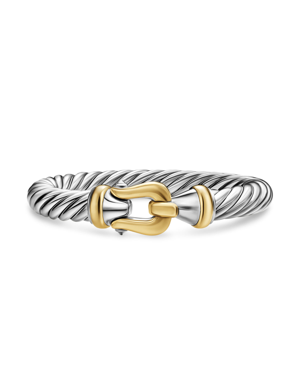 Cable Flex Buckle Bracelet in Sterling Silver with 14K Yellow Gold, 4mm