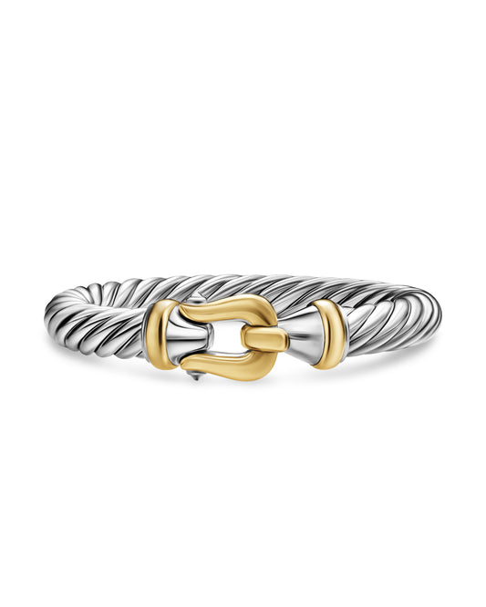 Cable Flex Buckle Bracelet in Sterling Silver with 14K Yellow Gold, 4mm