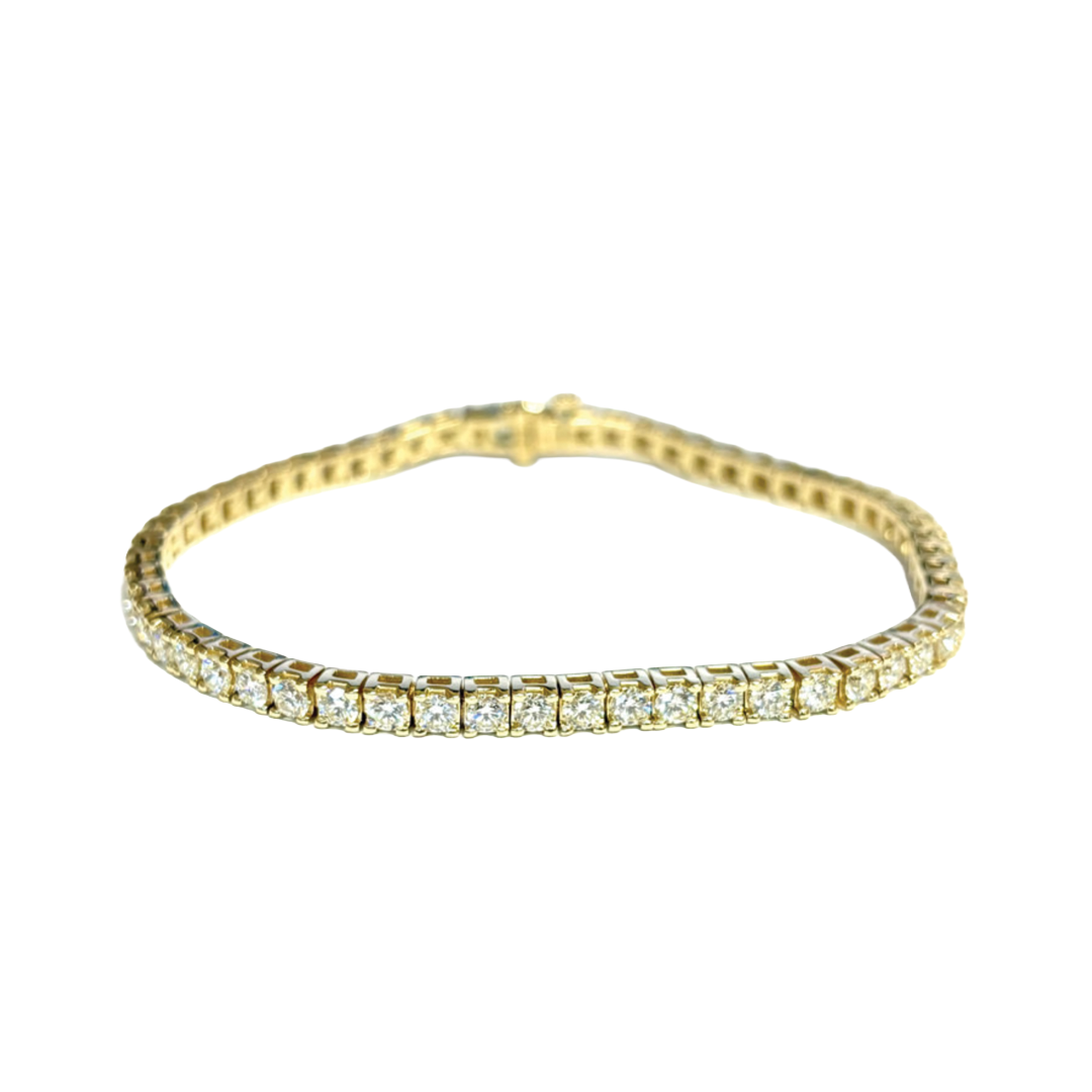 7" Prong Set Diamond Tennis Bracelet in Yellow Gold