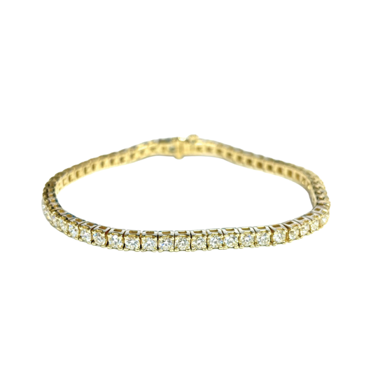 7" Prong Set Diamond Tennis Bracelet in Yellow Gold