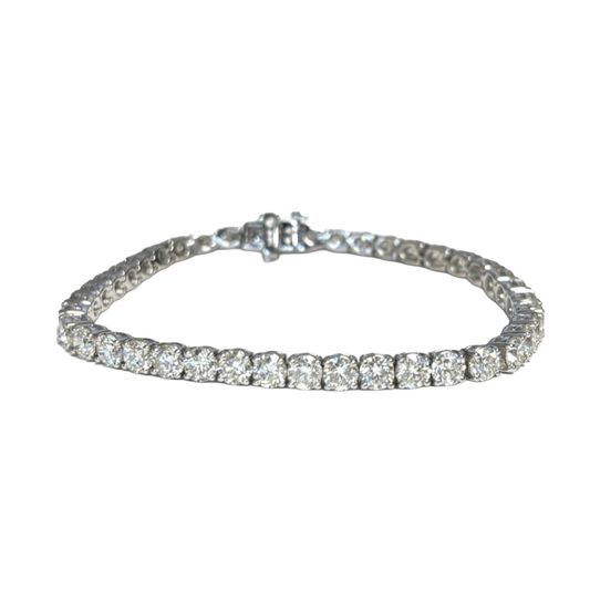 7" Prong Set Diamond Tennis Bracelet in White Gold