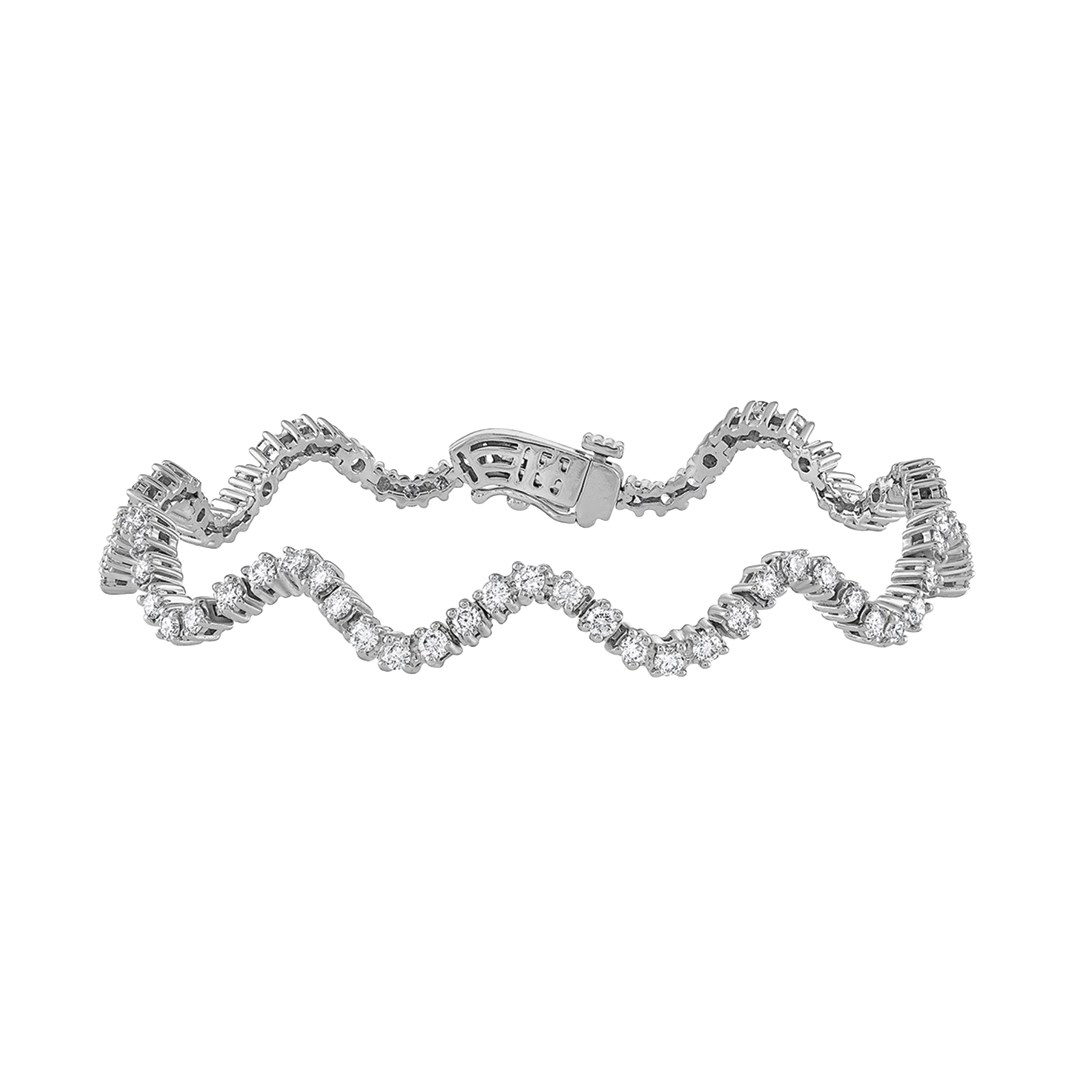 Wavy Diamond Tennis Bracelet in White Gold