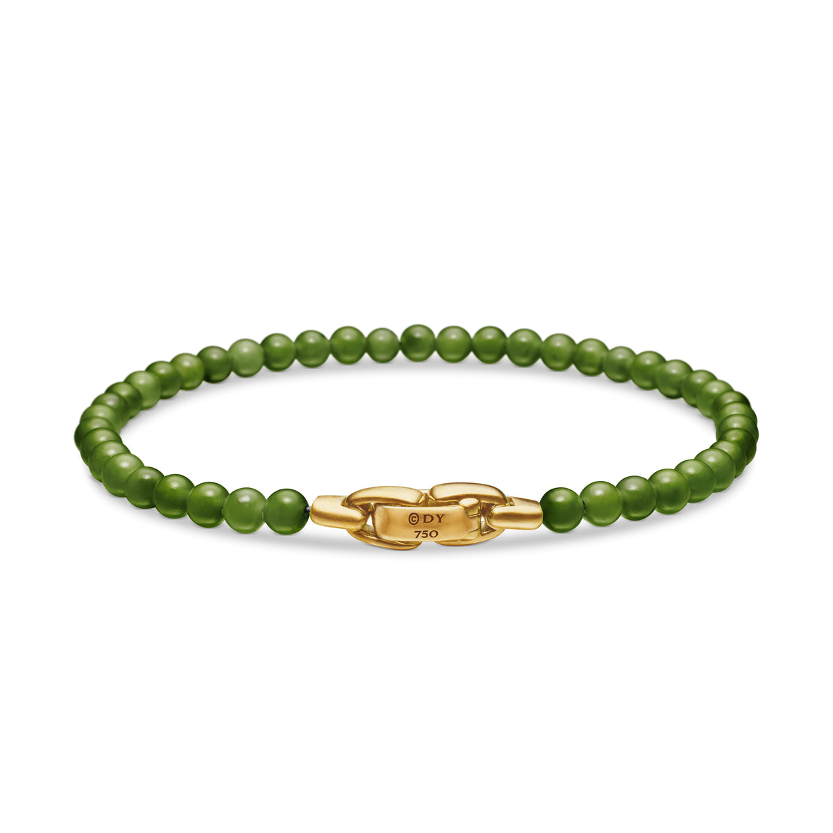 Spiritual Bead Bracelet with 4mm Nephrite Jade and 18K Yellow Gold