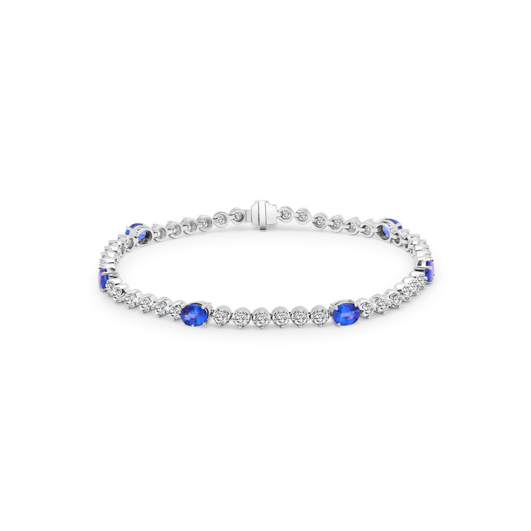 Oval Sapphire and Round Diamond Bracelet