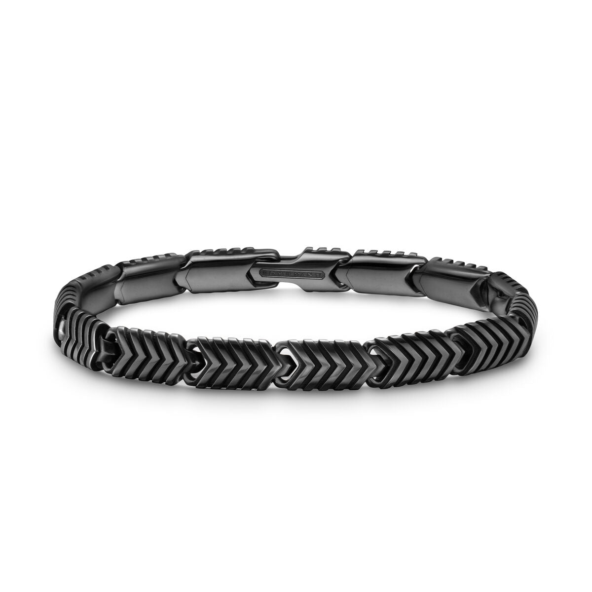Chevron Link Bracelet in Black Titanium, 7.6mm