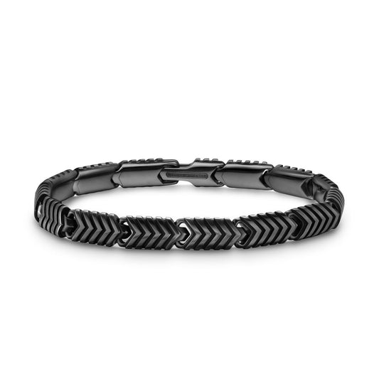Chevron Link Bracelet in Black Titanium, 7.6mm