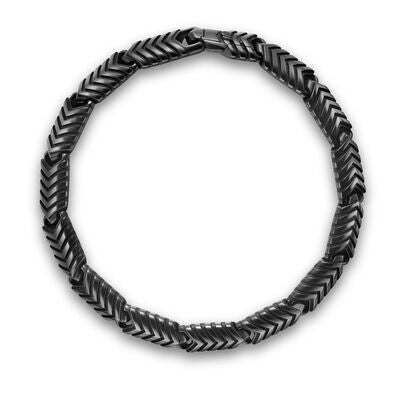 Chevron Link Bracelet in Black Titanium, 7.6mm