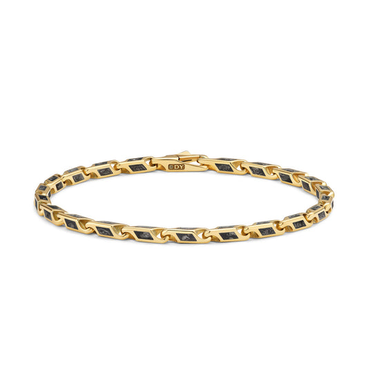 Streamline® Faceted Chain Bracelet in 18K Yellow Gold with Forged Carbon, 4.3mm