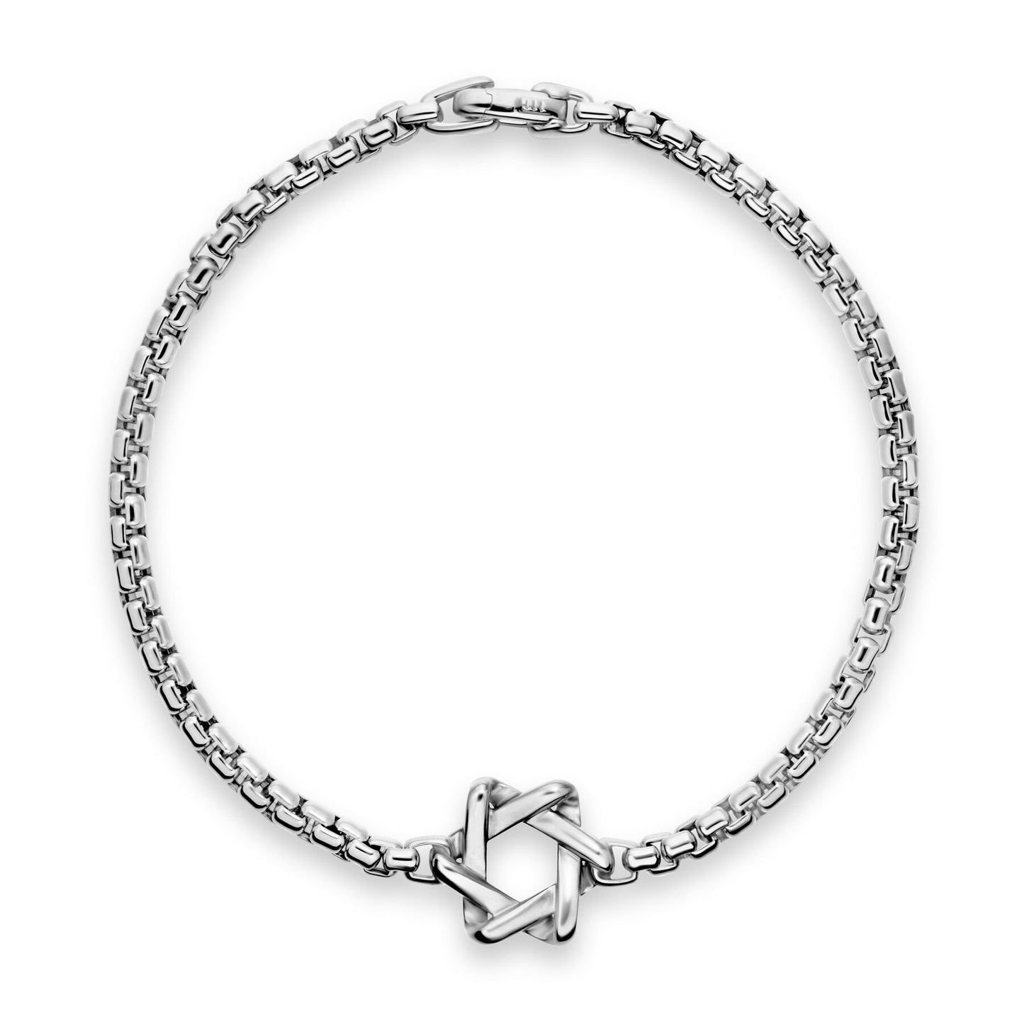 Star of David Station Bracelet in Sterling Silver