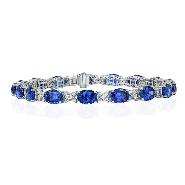 Alternating Oval Sapphire and Diamond Bracelet