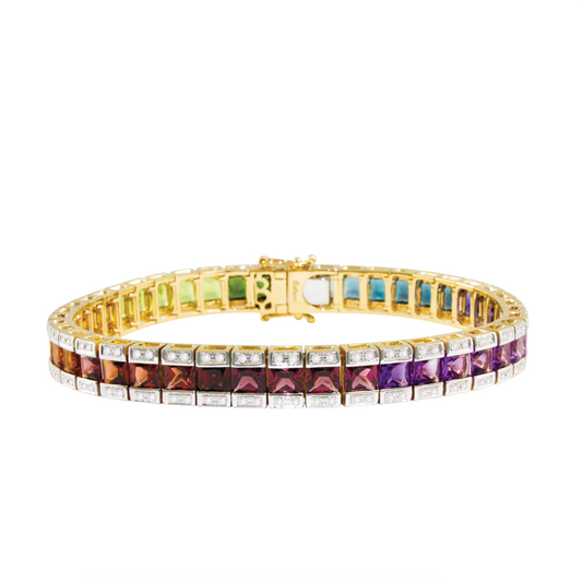 Princess Cut Multicolored Gemstone Bracelet