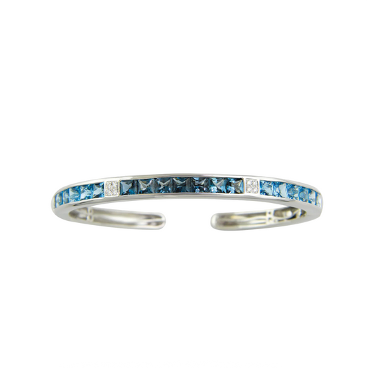 Blue Topaz and Diamond Cuff Bracelet