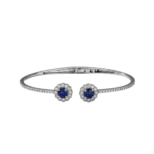 Round Floral Diamond and Sapphire Bracelet