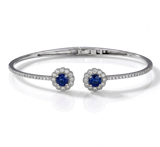 Round Floral Diamond and Sapphire Bracelet