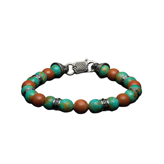 Desert Flame Bracelet with Turquoise and Red Jasper