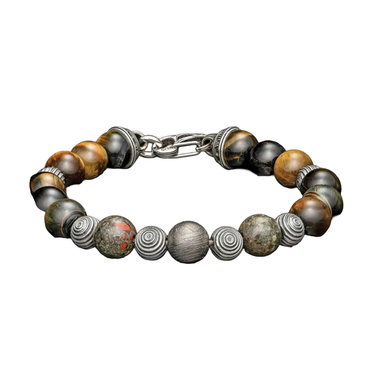 Tigron Bracelet with Meteorite, Dinosaur Bone and Tigers Eye