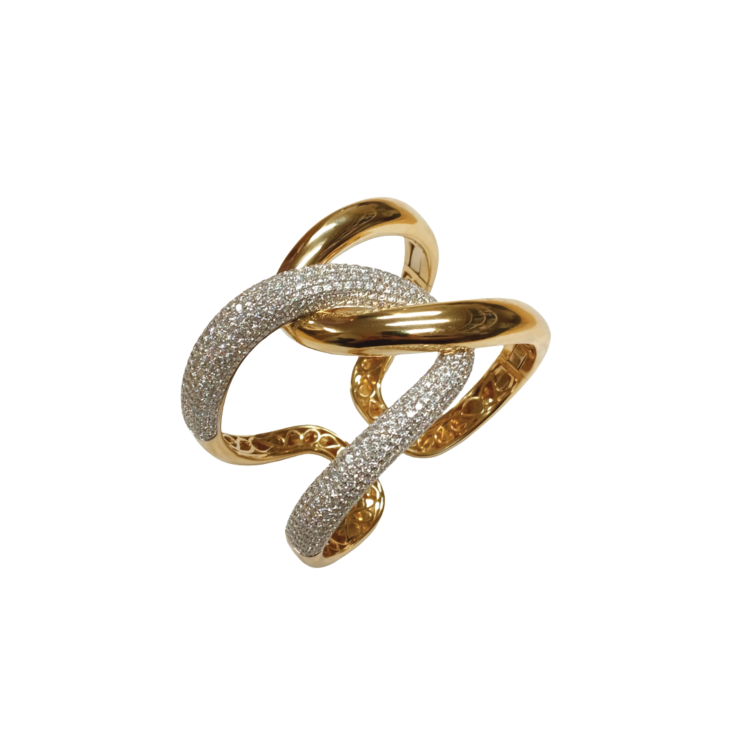 Interlocking Gold and Diamond Cuff