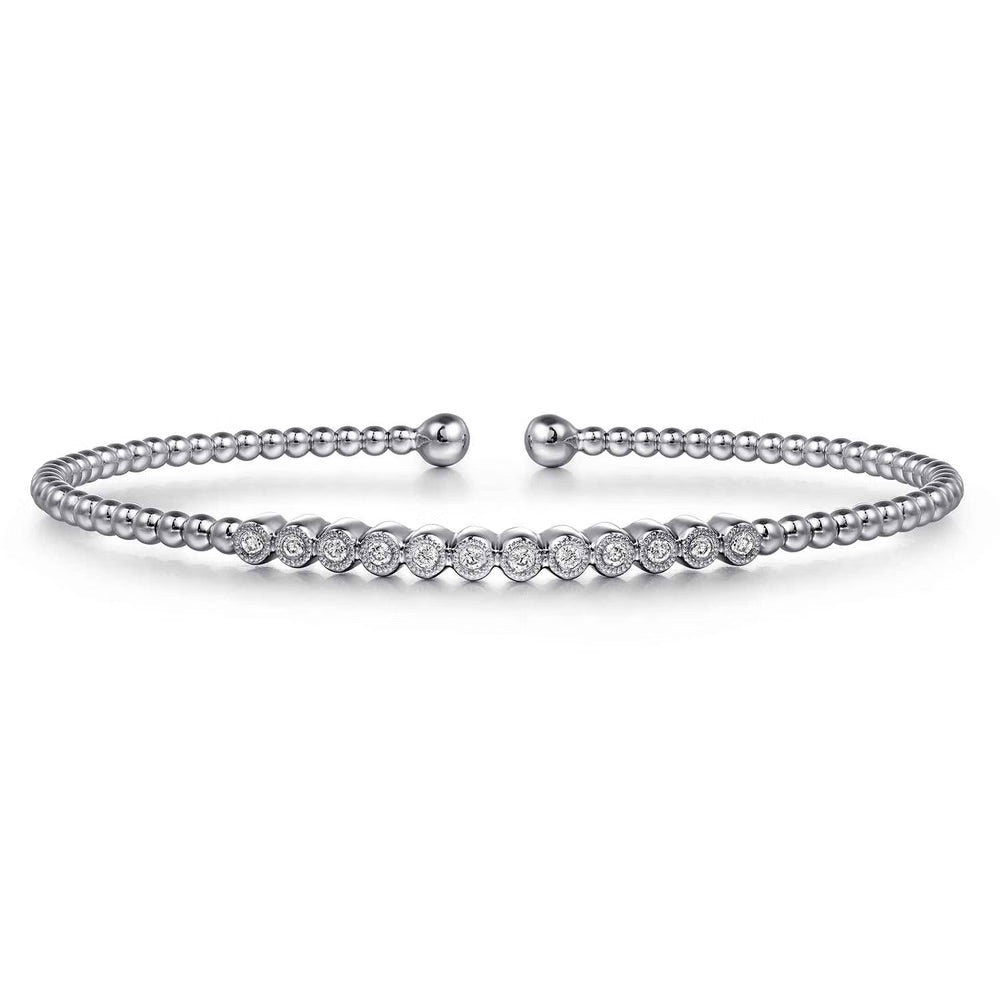 Bujukan Bead Diamond Bangle in White Gold
