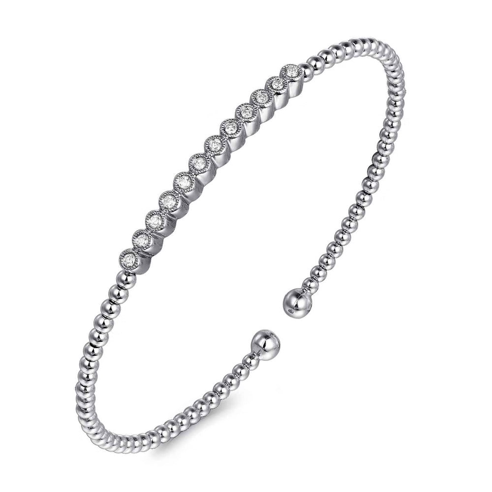 Bujukan Bead Diamond Bangle in White Gold