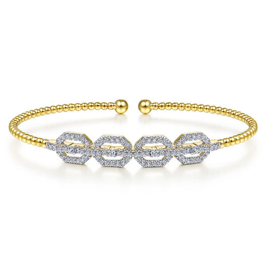 Pave Diamond Link Beaded Bangle