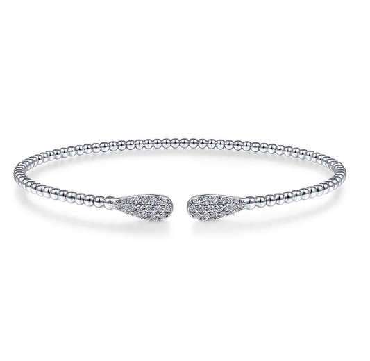 Diamond Pave Teardrop Cuff Bracelet in 14K White Gold