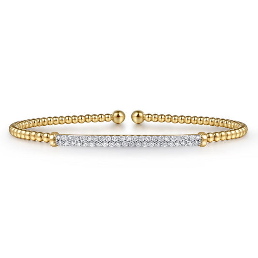 Bujukan Diamond Bar Split Cuff Bangle in Yellow Gold