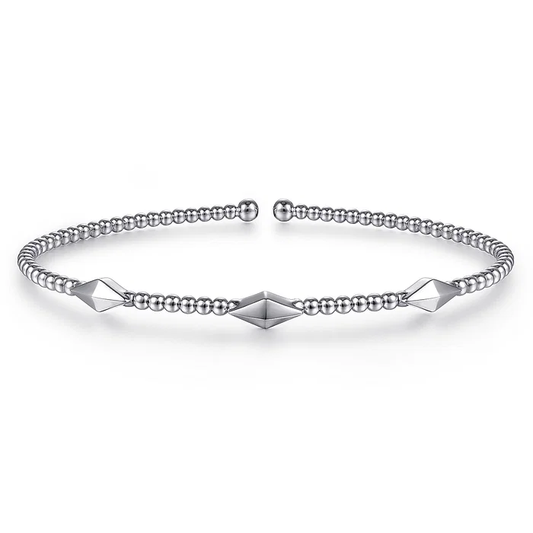Pyramid Stations Bangle in 14K White Gold