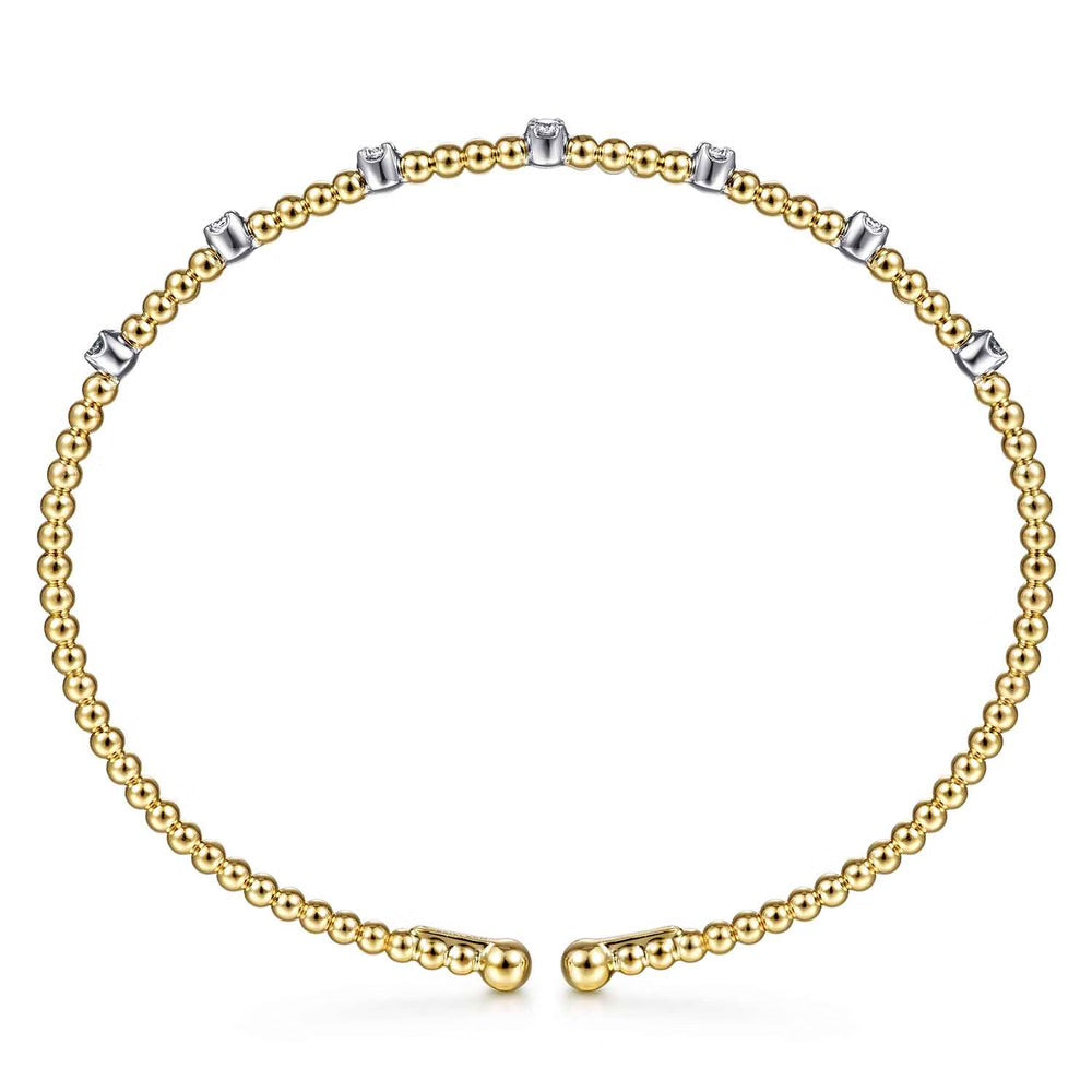 Bujukan Diamond Stations Bangle in Yellow and White Gold
