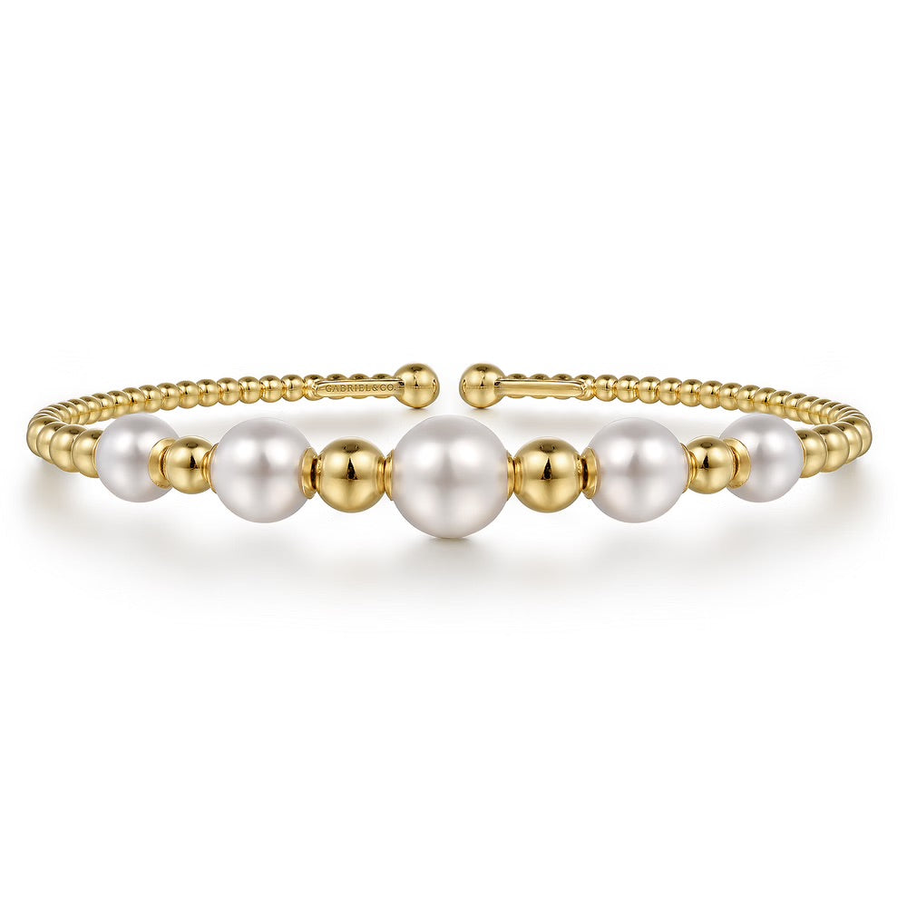 Split Bangle Bracelet with Pearls