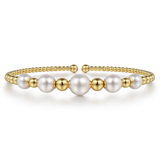 Split Bangle Bracelet with Pearls