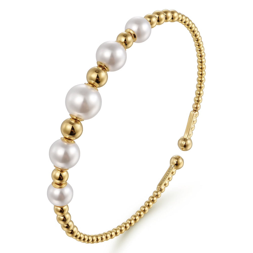 Split Bangle Bracelet with Pearls