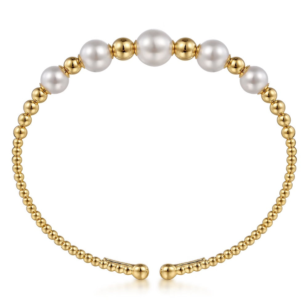 Split Bangle Bracelet with Pearls