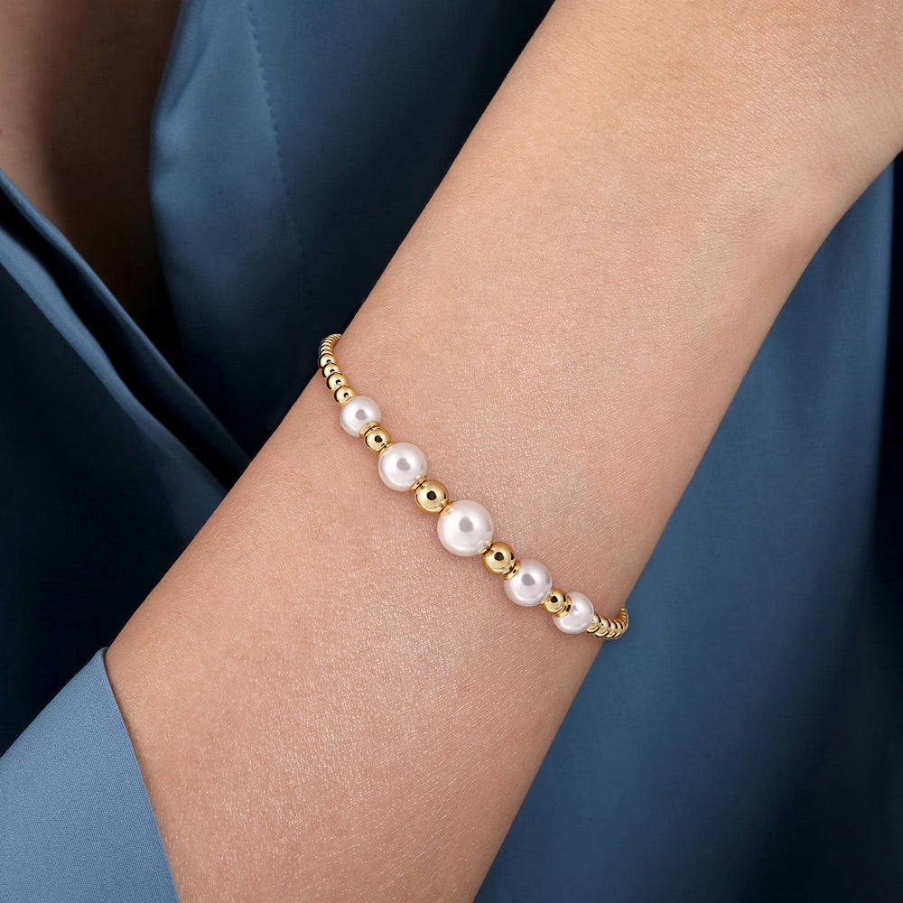 Split Bangle Bracelet with Pearls