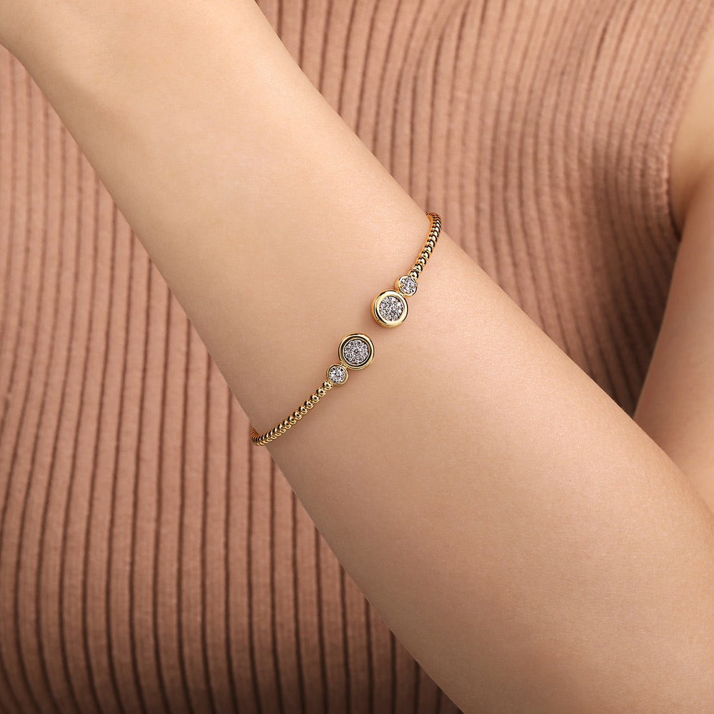 Diamond Bujukan Bangle in 14k White and Yellow Gold