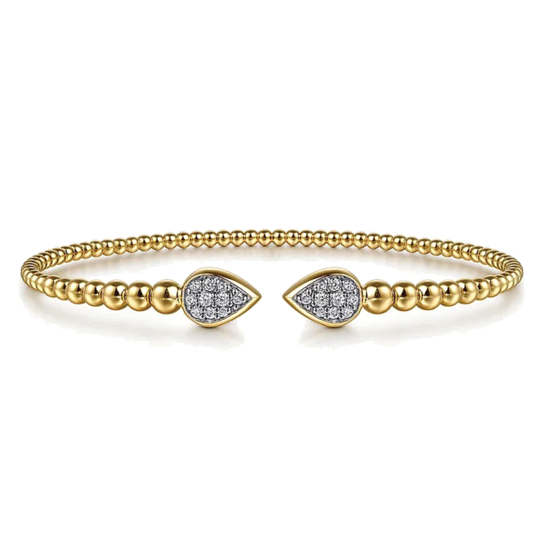 Baguette Halo Beaded Open Bangle