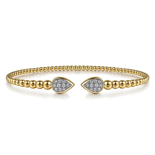 Baguette Halo Beaded Open Bangle