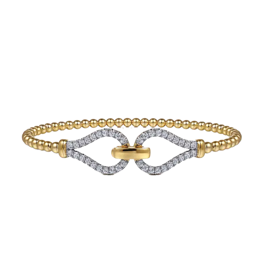Beaded Bracelet with Two Pave Diamond Loops