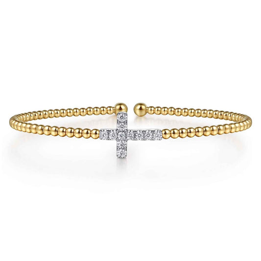 Bujukan Bead And Diamond Cross Split Bangle