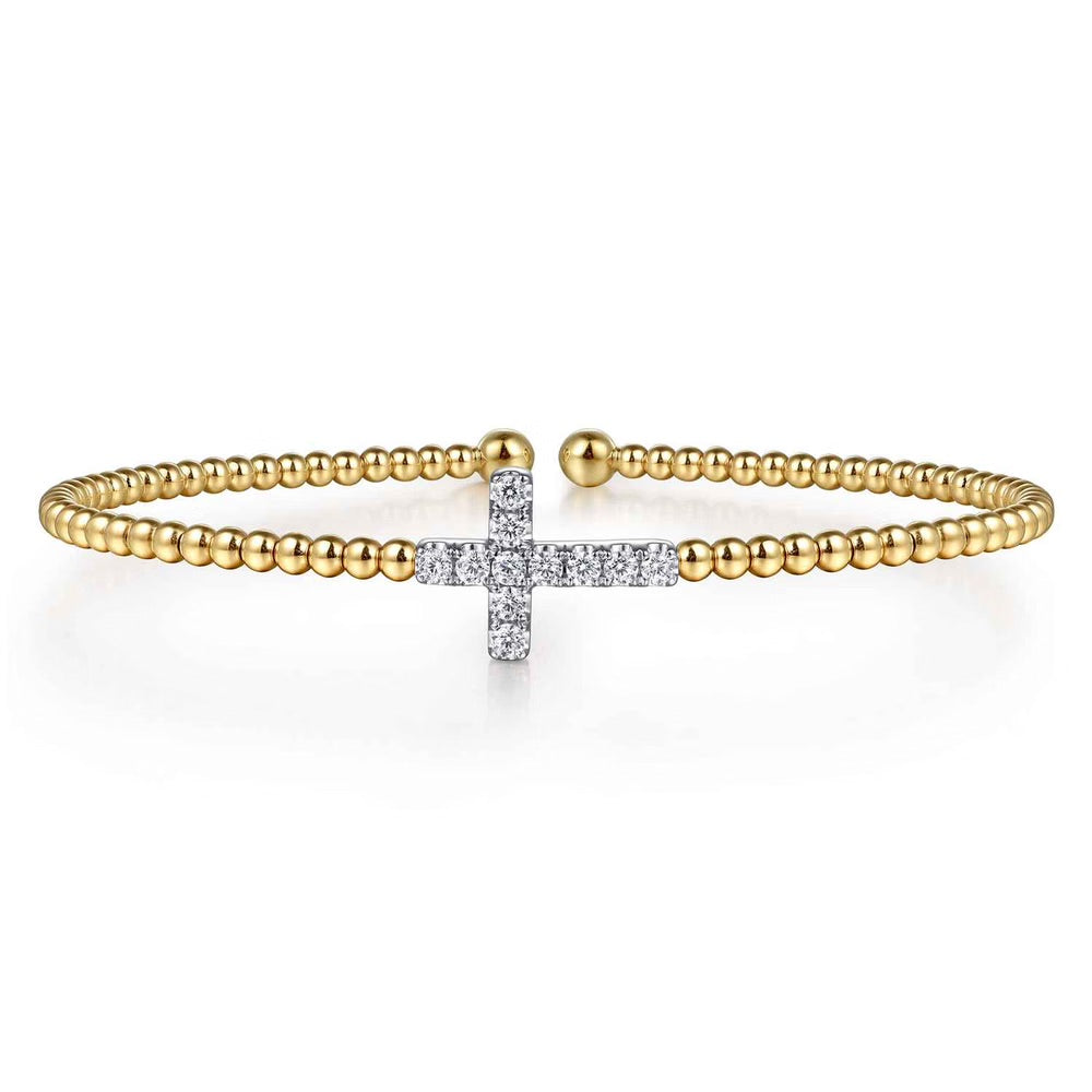 Bujukan Bead And Diamond Cross Split Bangle