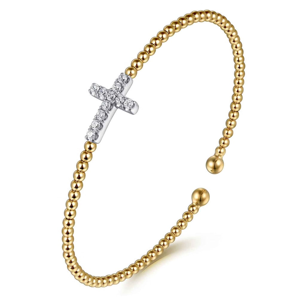Bujukan Bead And Diamond Cross Split Bangle