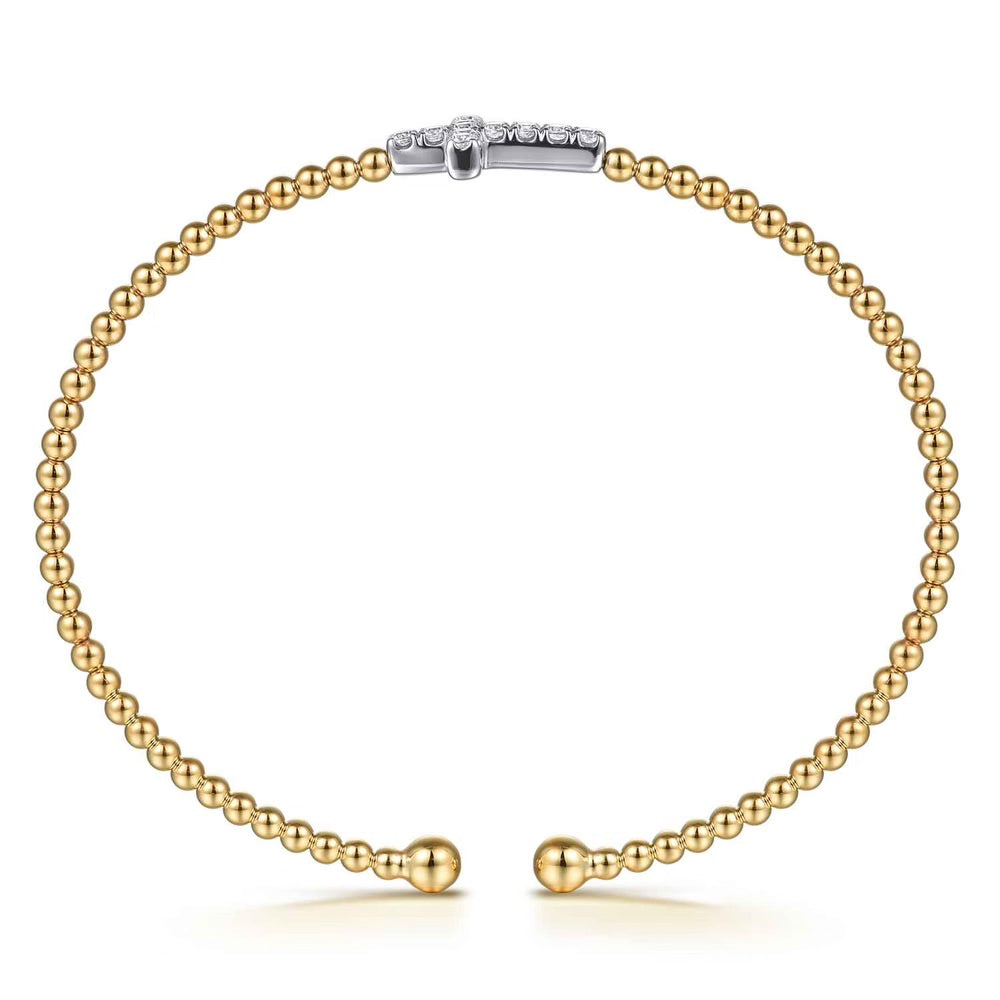 Bujukan Bead And Diamond Cross Split Bangle