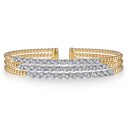 Bujukan and Diamond Marquise Multi Row Split Bangle Bracelet