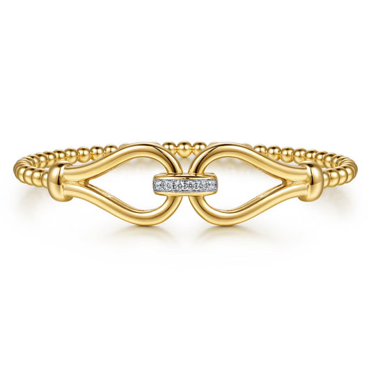 Bujukan Beads Diamond Stirrup Cuff Bangle Bracelet