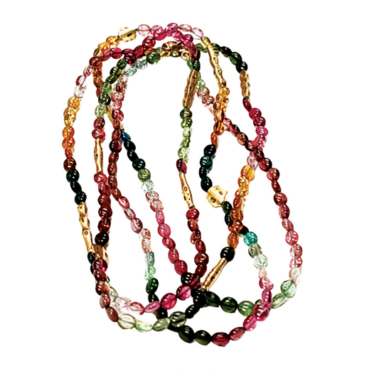 Multi Tourmaline Flora Rondelle Beaded Necklace