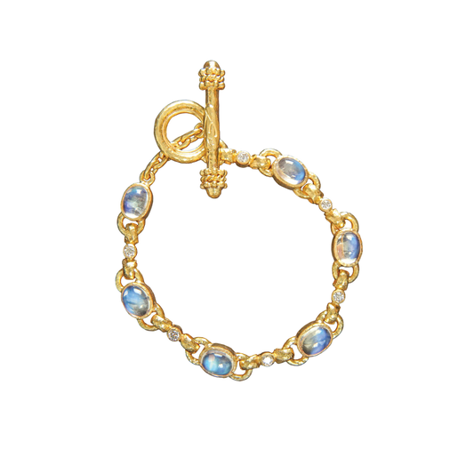 Moonstone and Diamond Link Bracelet