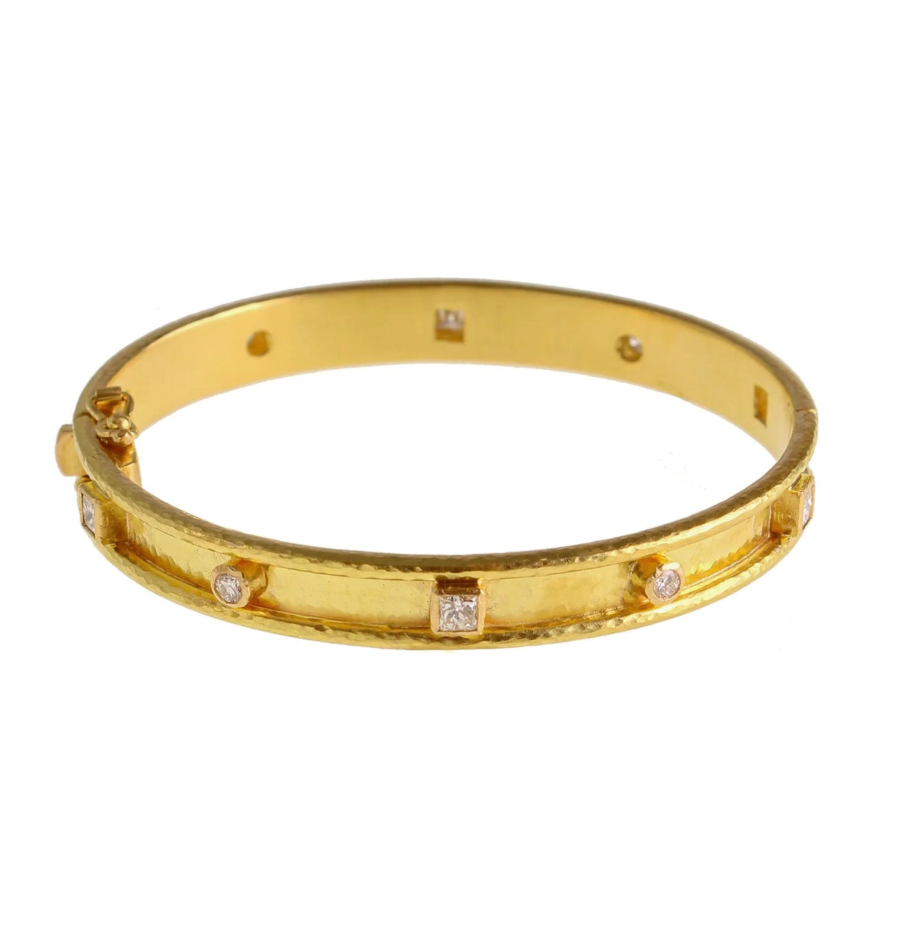 Square and Round Diamond Hinged Bangle