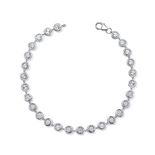 Illusion Bezel Set Bracelet with 15 Round Cut Diamonds in 14K White Gold