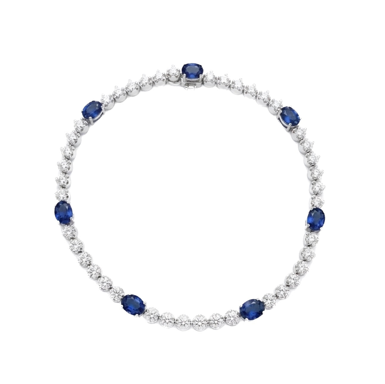 Oval Sapphire and Round Diamond Bracelet
